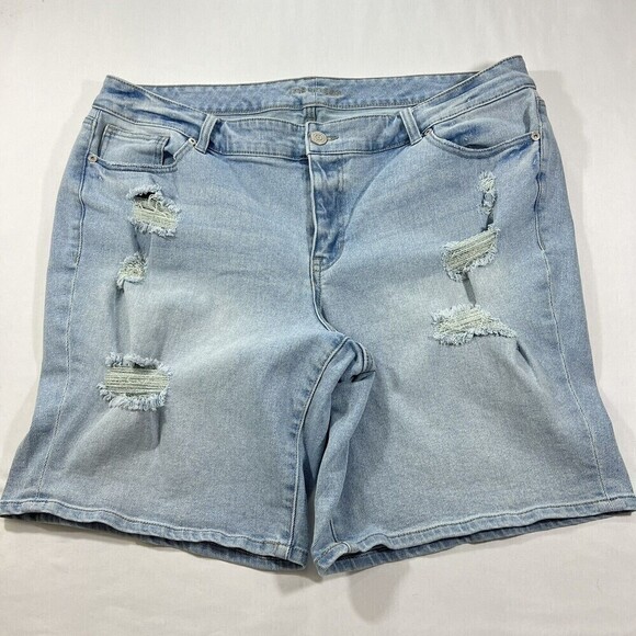 Maurice Plus Size Denim Distressed Shorts Light Wash‎ Size 20W - Picture 1 of 11